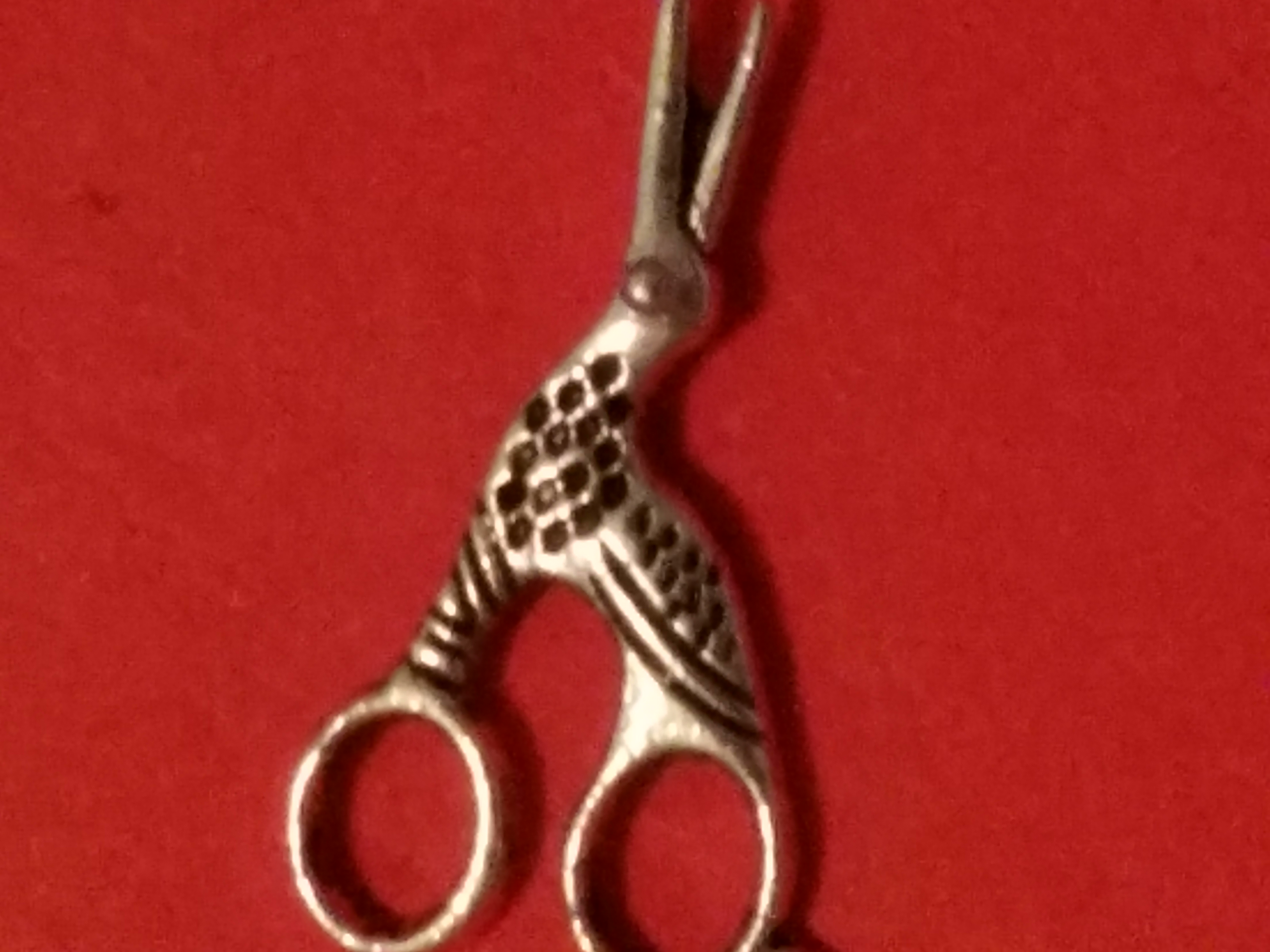 Antique Charms Stork Scissors 2 Silver