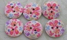 Floral Wood Buttons S311 3/4