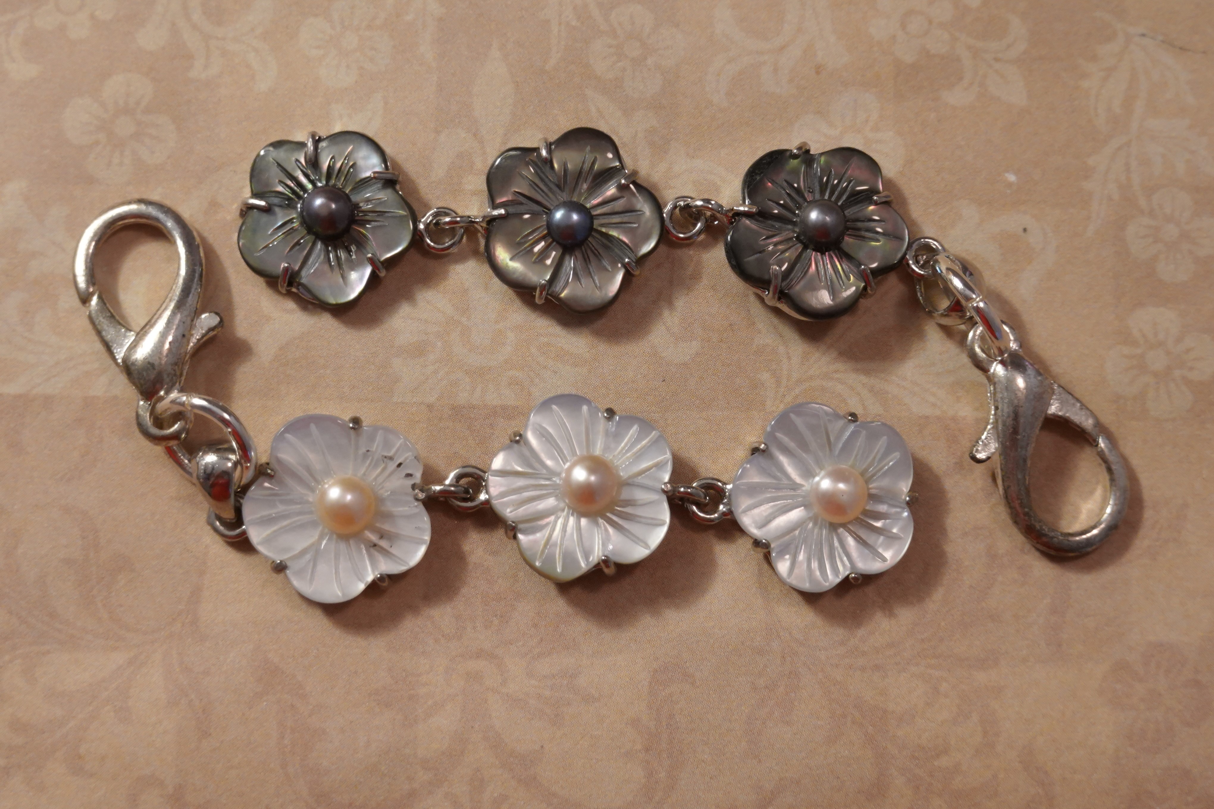 Mother Of Pearl Scissors Fob Floral Chain Moonlight - Box not included