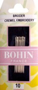 Bohin 0722 Embroidery / Crewel Needles Sizes 10 (15 needles)