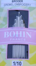 Bohin 0772 Embroidery / Crewel Needles Assorted Sizes Sizes 1/10 (15 needles)