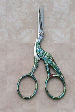 Bohin 4 1/2 in Green Stork Scissors