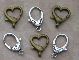Mixed Heart and Oval Lobster Clasp (6)
