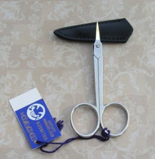Dovo 9313419 3 1/4 inch Curved, Pointed, Gold Tip Scissors