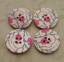 Floral Wood Buttons L106  1.15