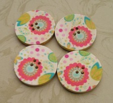 Floral Wood Buttons L109 1.15