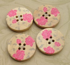 Floral Wood Buttons L113 1.15