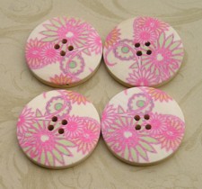 Floral Wood Buttons L116 1.15