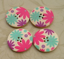 Floral Wood Buttons L118 1.15