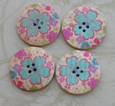 Floral Wood Buttons L123 1.15