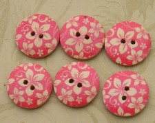 Floral Wood Buttons S307 3/4