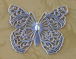 Vintage Antique Silver Plated  Butterfly Thread Winder