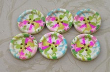 Floral Wood Buttons M201 1