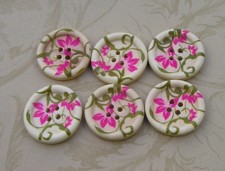 Floral Wood Buttons M202 1