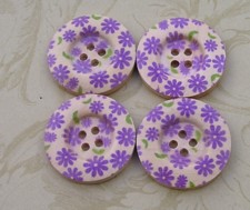 Floral Wood Buttons L101 1.15