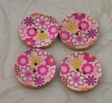 Floral Wood Buttons L103  1.15