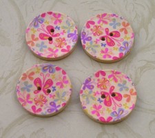 Floral Wood Buttons L104 1.15