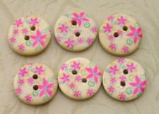 Floral Wood Buttons S304  3/4