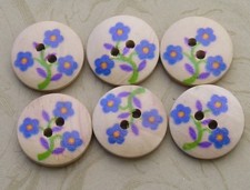 Floral Wood Buttons S305 3/4