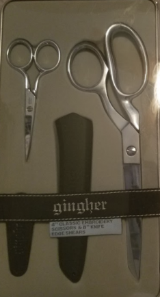 Gingher 4 in classic embrodery scissorts and 8in knife shears