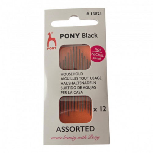 Pony Black Nickel-Free Assorted Household Needles with Black Eyes 13821