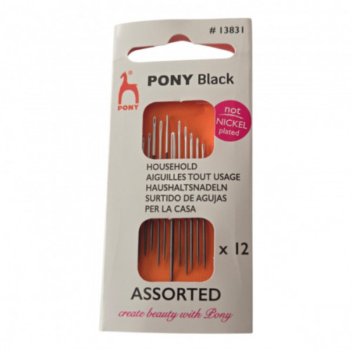 Pony Black Nickel-Free Assorted Household Needles with White Eyes 13831