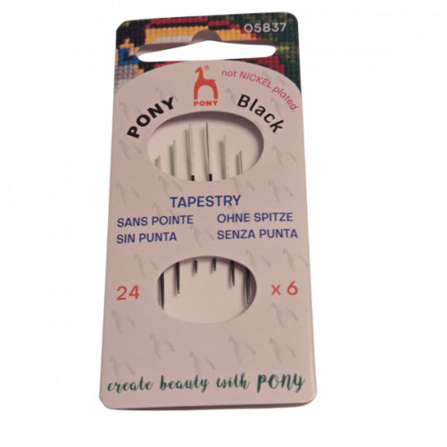Pony Black Nickel-Free Tapestry Needles with White Eye Size 24 05837