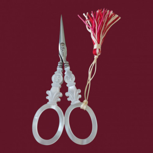 Sajou 4.5" Embroidery Scissors - Mother of Pearl Style Cross (Private Collection)