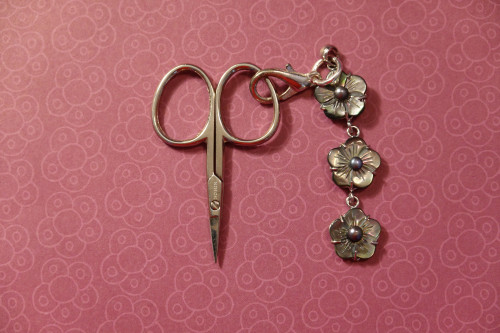 Mother Of Pearl Scissors Fob Floral Chain 3