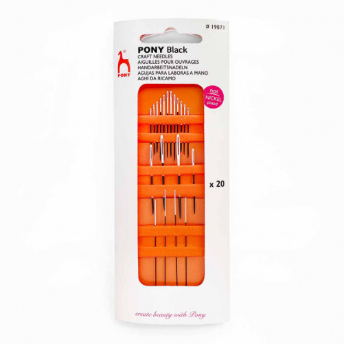 Pony Black Nickel-Free Craft Needles with White Eyes 19871