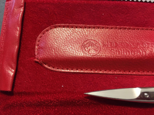 (Returned Defects Pictured) Dovo 547031 3 Scissors Set Deluxe with Red Leather Case 1